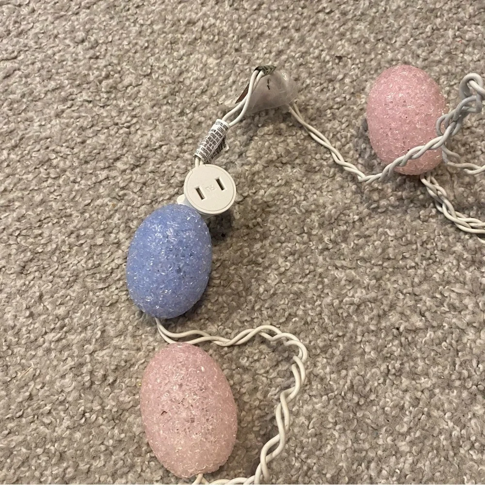 Vintage Easter Egg String Lights Pastel Pink Yellow Blue Decoration